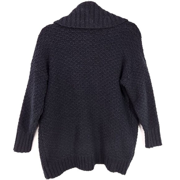 by Anthropologie Womens Cardigan Small Denise Black Waffle Knit Open Sweater - Picture 2 of 12